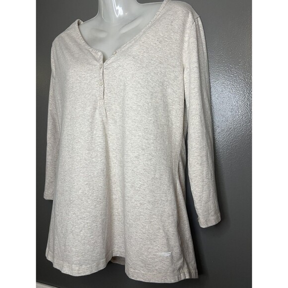 Copper Fit Shirt Womens Medium Gray Replenish Henley 3/4 Sleeve Athletic Top - Picture 3 of 6